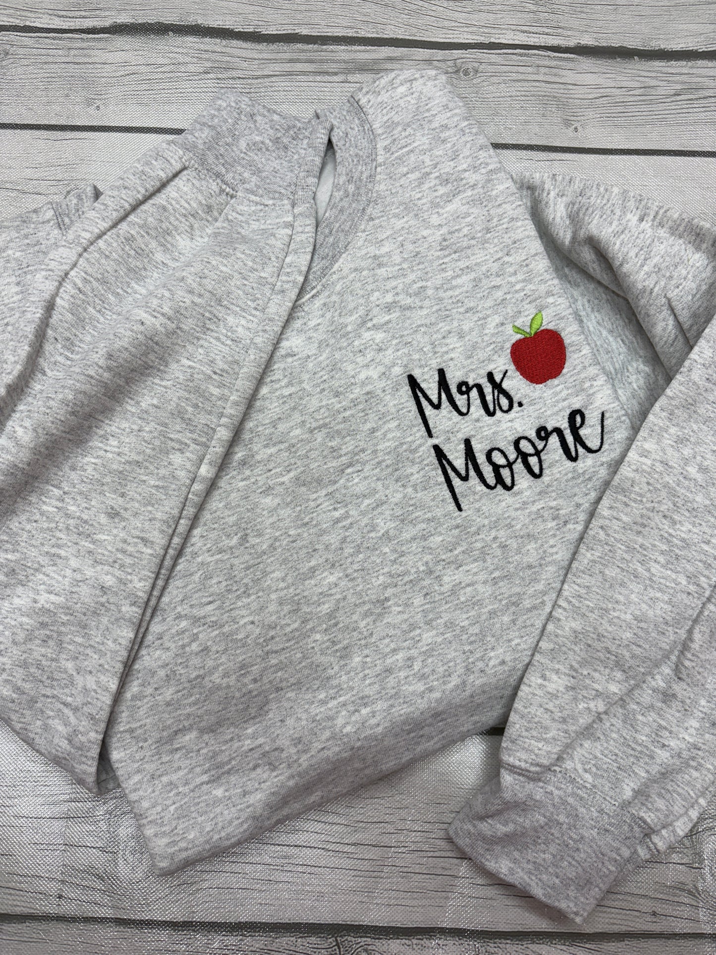 Embroidered Apple Teacher Crewneck