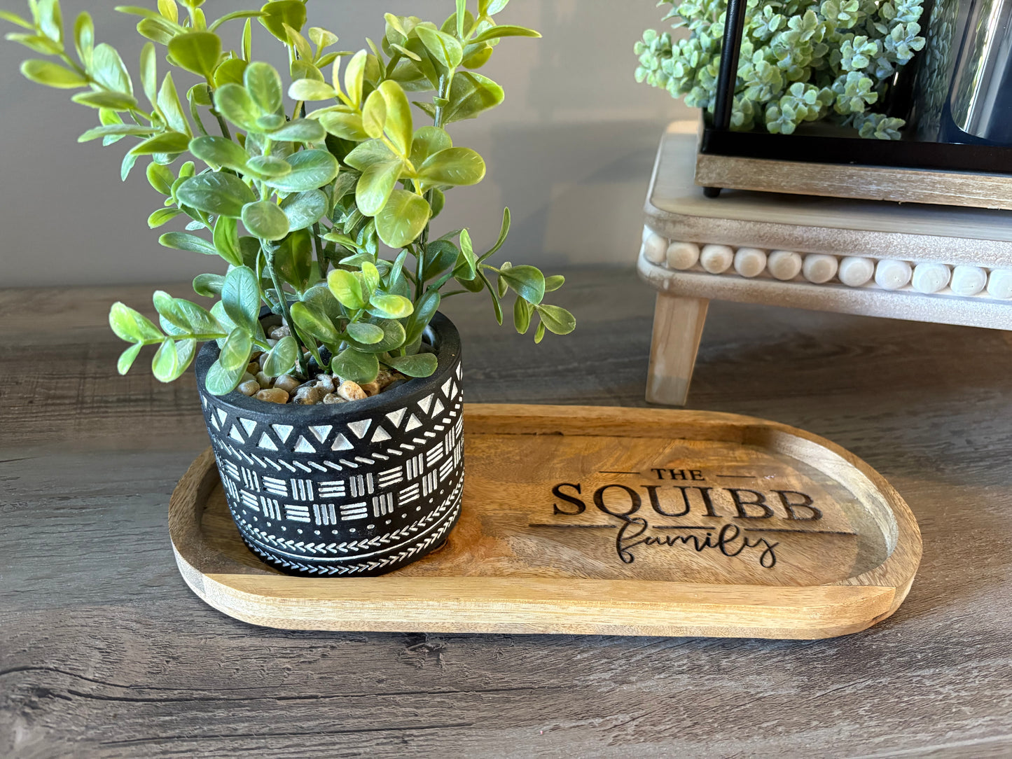 Personalized Last Name Engraved Tray | Catch All Tray | Oval Decorative Tray | New Housewarming Gift | Dresser Organizer Ring Tray