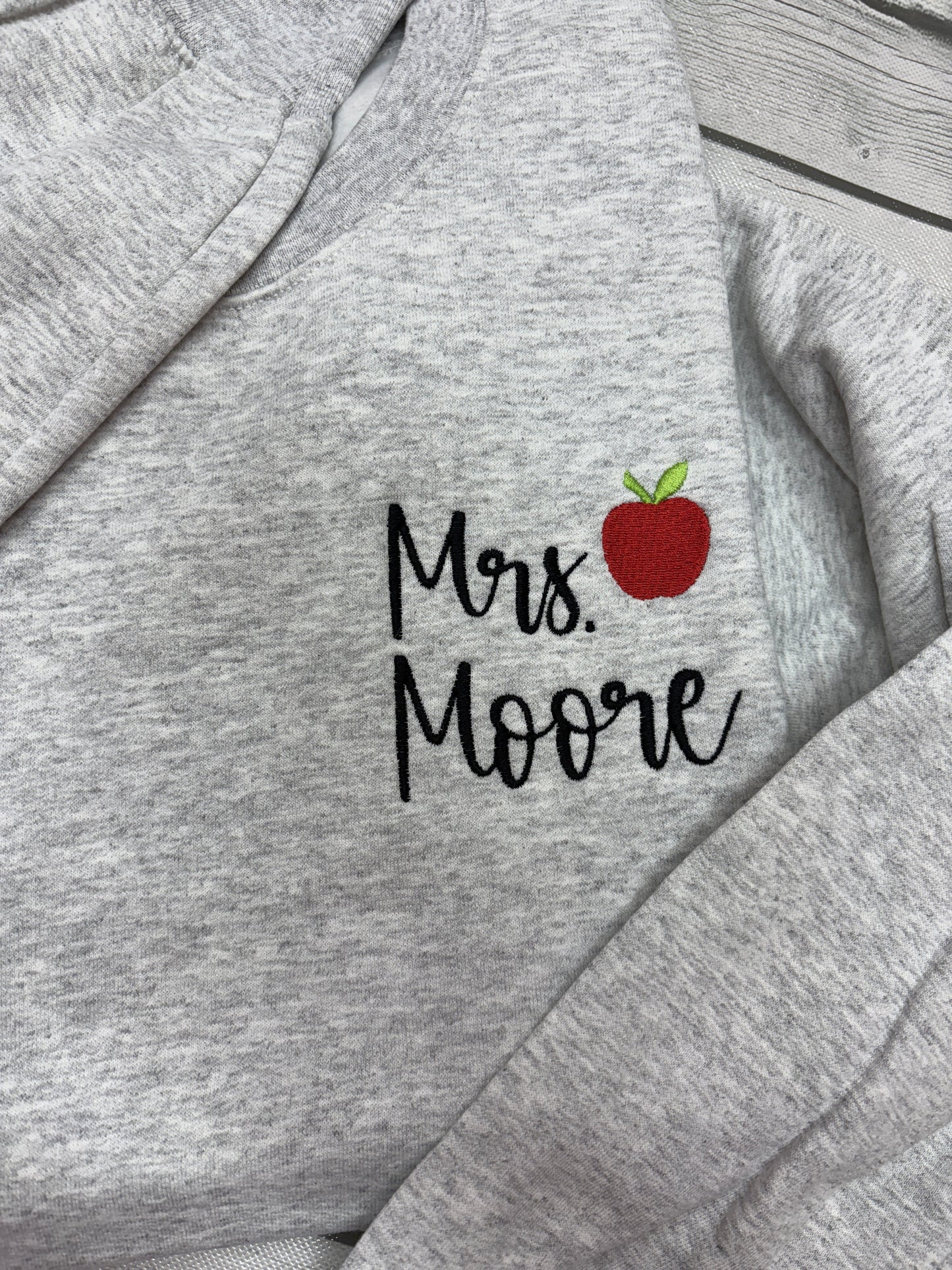 Embroidered Apple Teacher Crewneck