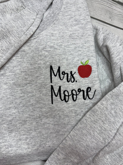 Embroidered Apple Teacher Crewneck