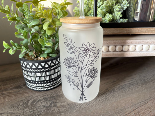 Personalized Birth Flower Coffee Cup | Personalized Birth Flower Glass Tumbler | Bridesmaid Proposal | Mothers Day Gift | Drinkware