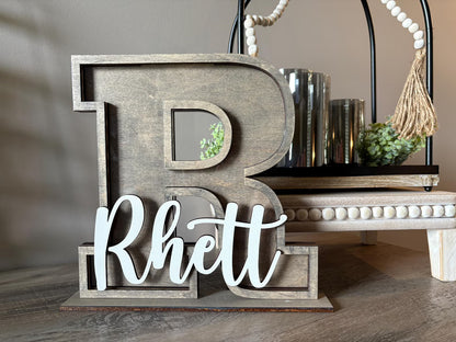 Wooden Letter Initial Piggy Bank