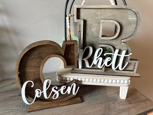 Wooden Letter Initial Piggy Bank