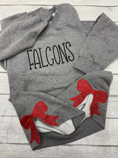 Side Bow Embroidered Spirit Wear Crewneck