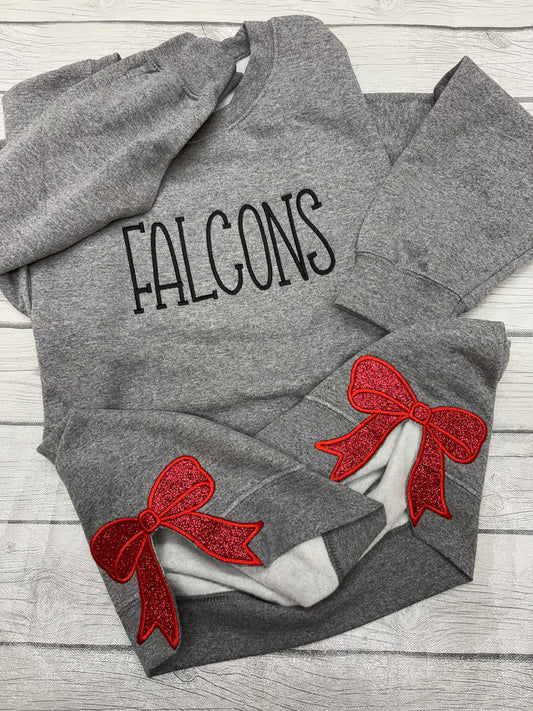 Side Bow Embroidered Spirit Wear Crewneck