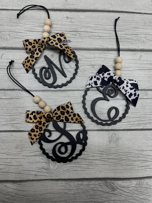 Rearview Mirror Car Charm | Leopard Car Charm | Monogram Car Charm | Cow Print Car Charm | Gift for Her | Teen Girl Gift | Car Accessories